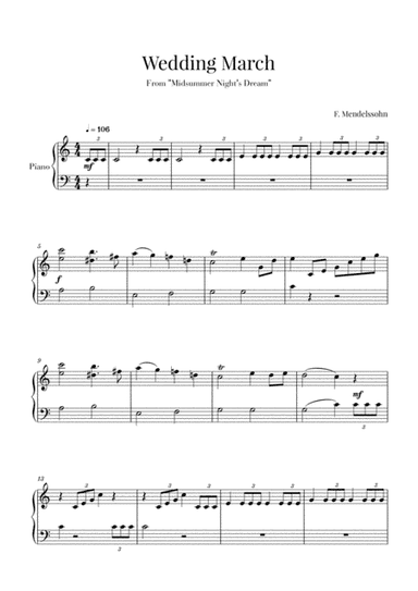 Wedding March (Mendelssohn) - Easy/Beginner piano (arr. Cadenza Editions)