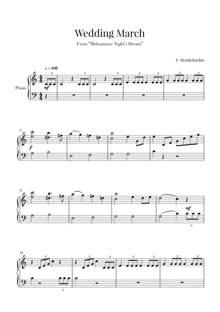 Wedding March (Mendelssohn) - Easy/Beginner piano (arr. Cadenza Editions)