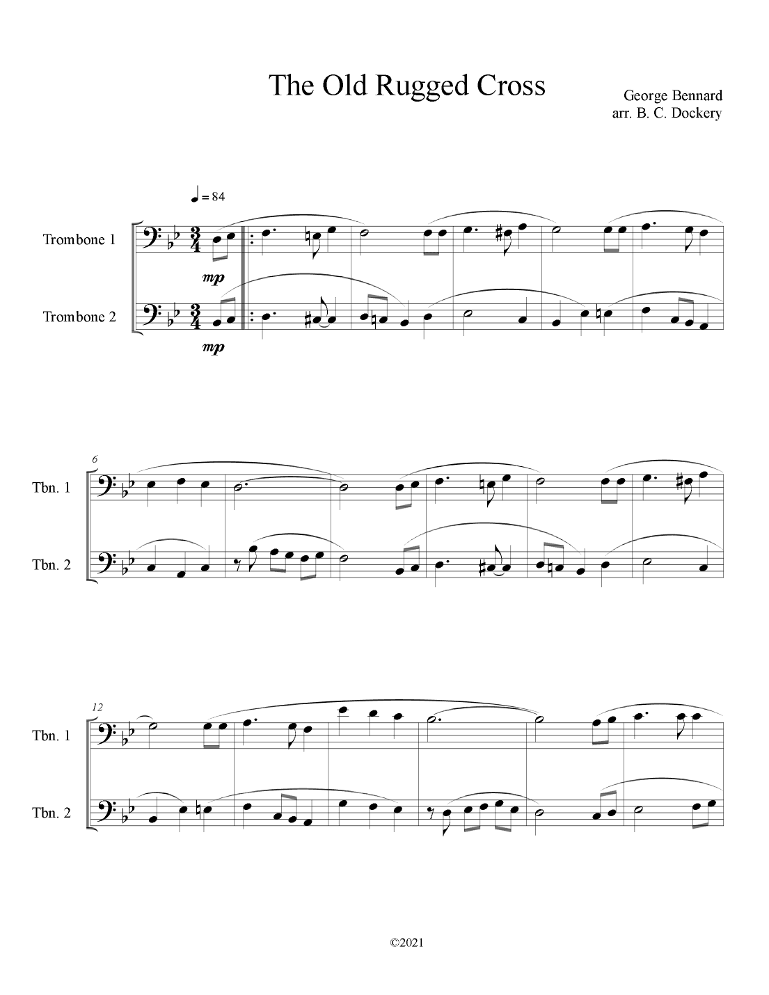 The Old Rugged Cross (Trombone Duet) (arr. B. C. Dockery)