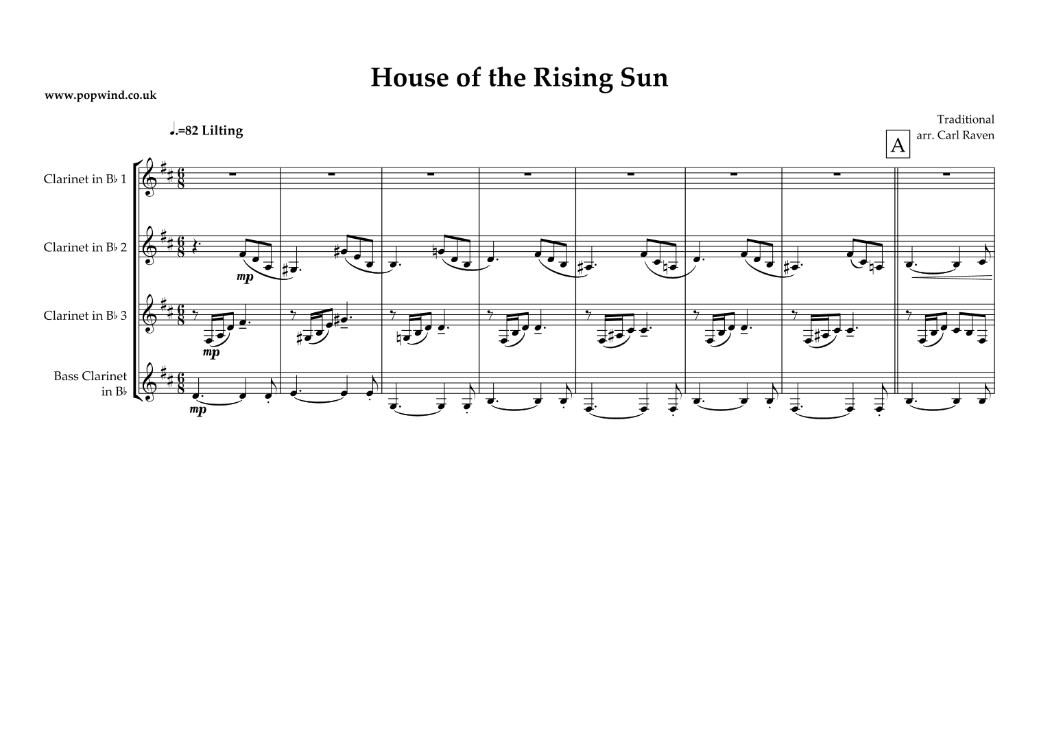 House of the Rising Sun (arr. Carl Raven)