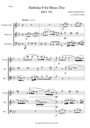 Sinfonia 9 for Brass Trio (arr. Cristiano Vecchi)