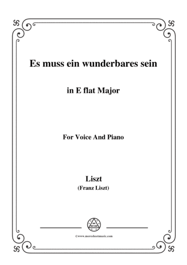 Liszt-Es muss ein wunderbares sein in E flat Major,for Voice and Piano (arr. MSM)