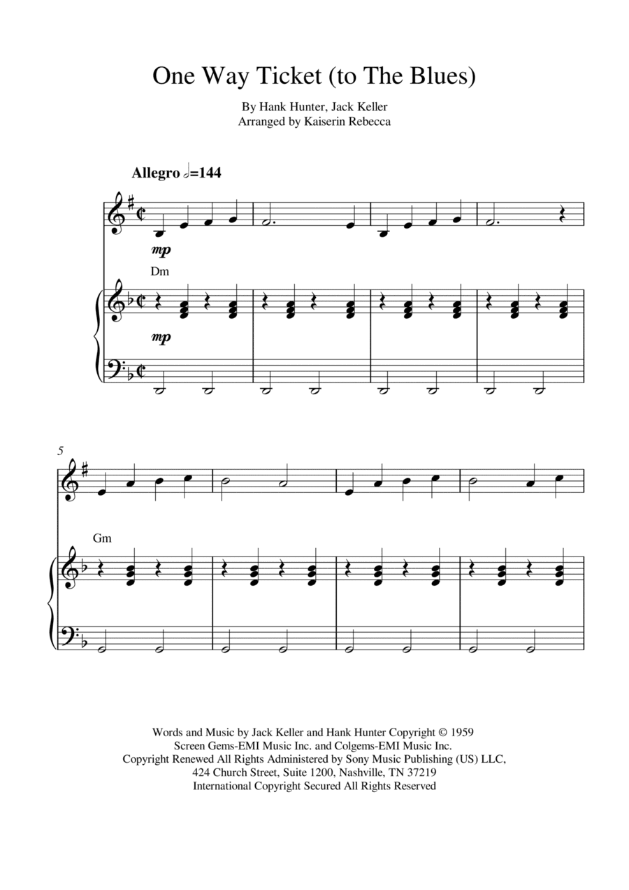One Way Ticket (to The Blues) (arr. Kaiserin Rebecca)