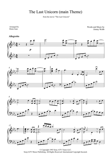 The Last Unicorn (main Theme) (arr. Deniz Inan)