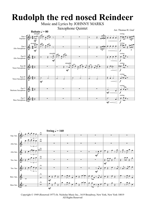 Rudolph The Red-nosed Reindeer (arr. Thomas Graf)