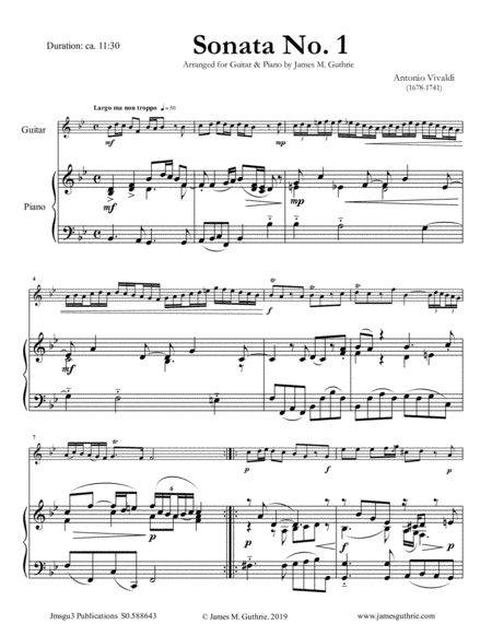 Vivaldi: Sonata No.1 for Guitar & Piano (arr. James M. Guthrie, ASCAP)