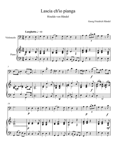 Georg Friedrich Handel - Lascia ch'io pianga (Violoncello Solo) (arr. André Laitano)