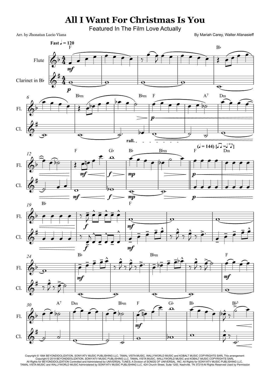 All I Want For Christmas Is You (arr. Jhonatan Lucio Viana)