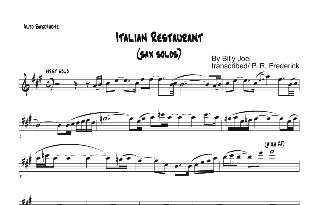 Scenes From An Italian Restaurant (arr. P. R. Frederick)