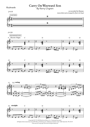 Carry On Wayward Son (arr. Joeri de Graaf)