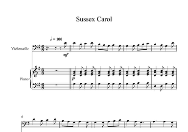 Sussex Carol (Cello + Piano) (arr. Digital Book Music)