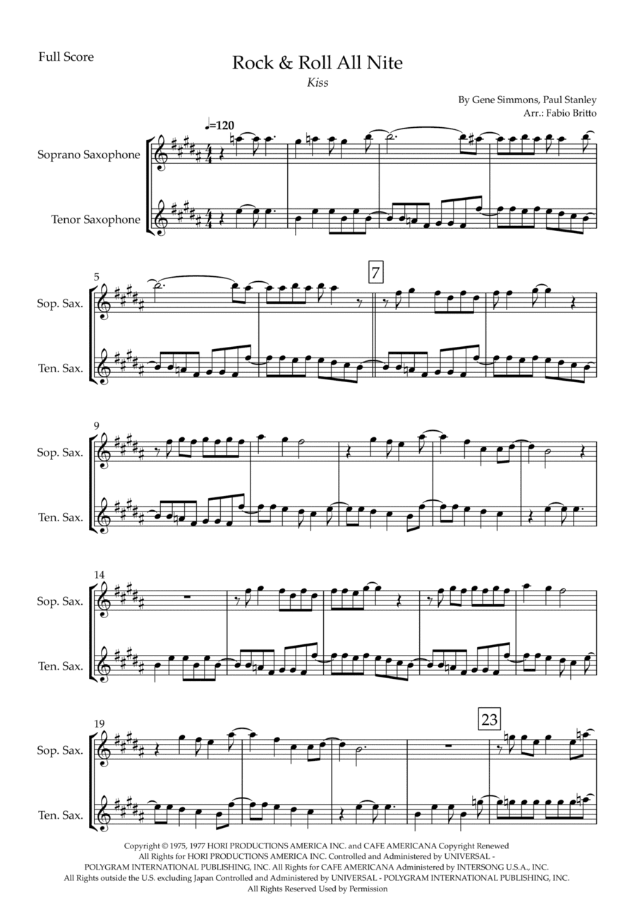 Rock And Roll All Nite (arr. Fabio Britto)