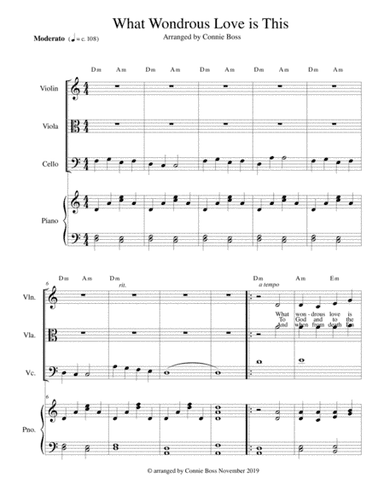 What Wondrous Love is This - Original Lyrics - strings vocal duet and piano (arr. Connie Boss)