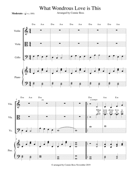 What Wondrous Love is This - Original Lyrics - strings vocal duet and piano (arr. Connie Boss)