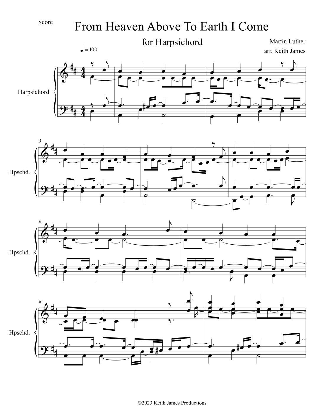 From Heaven Above To Earth I Come (arr. Keith James)