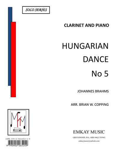 HUNGARIAN DANCE NO5 – CLARINET & PIANO (arr. EMK Music)
