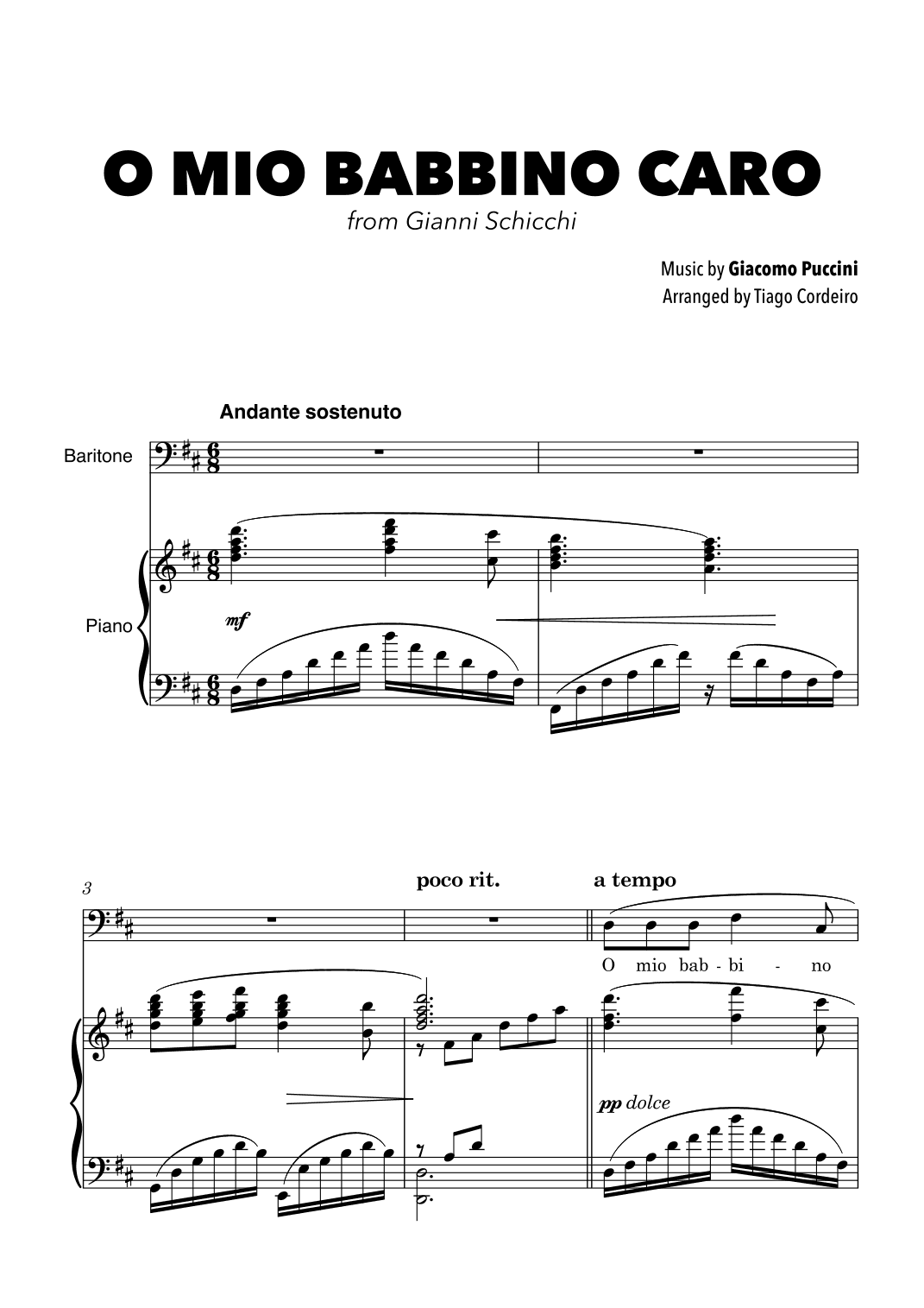 O Mio Babbino Caro (arr. Tiago Cordeiro)