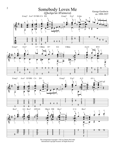 Somebody Loves Me ( Fingerstyle Jazz Guitar Chord Melody Solo ) (arr. Dennis McCorkle)