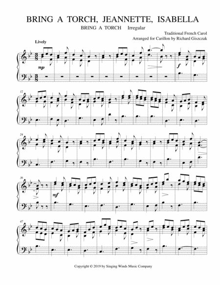 Bring a Torch, Jeannette, Isabella (BRING A TORCH) (arr. Richard Giszczak)