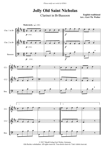 Jolly Old Saint Nicholas (arr. Gert Th. Walter)