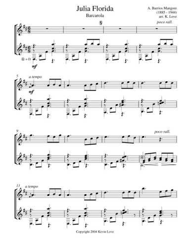 Julia Florida - Barcarola (Violin and Guitar) - Score and Parts (arr. Kevin Love)