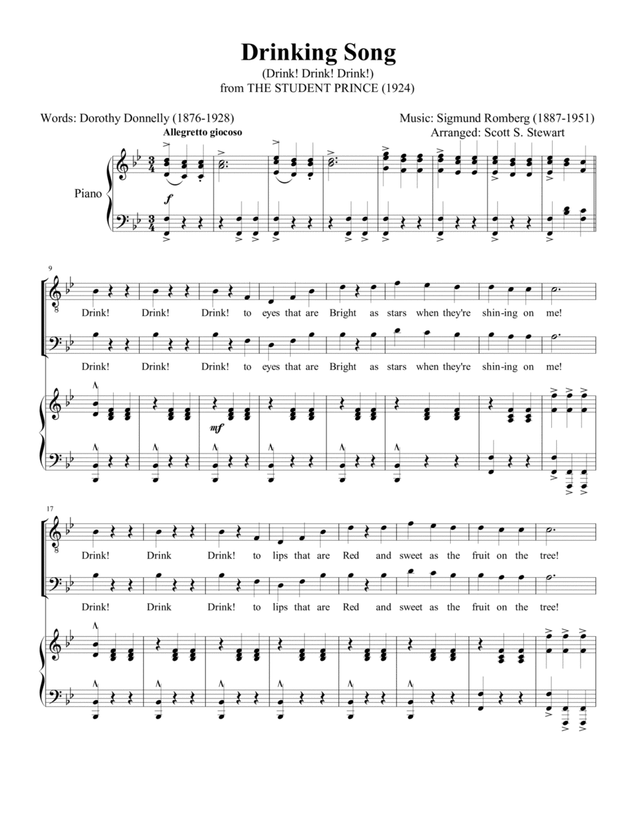 Drinking Song (Drink, Drink, Drink), The Student Prince (arr. Scott S. Stewart)