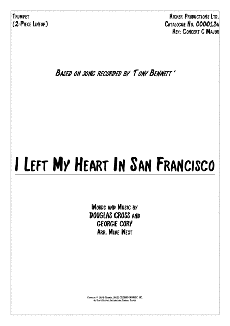 I Left My Heart In San Francisco (arr. Mike West)