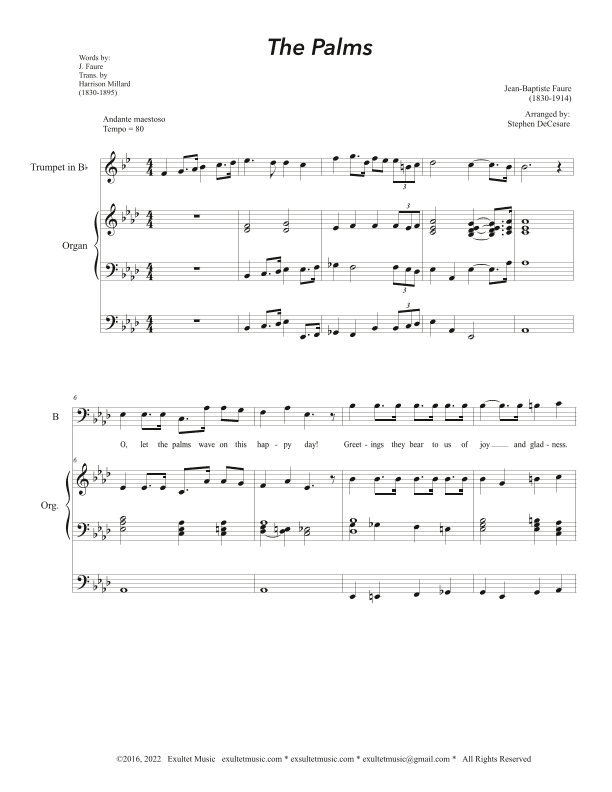 The Palms (Duet for Tenor and Bass solo) (Easy Vocal Duet Version) (arr. Stephen DeCesare)