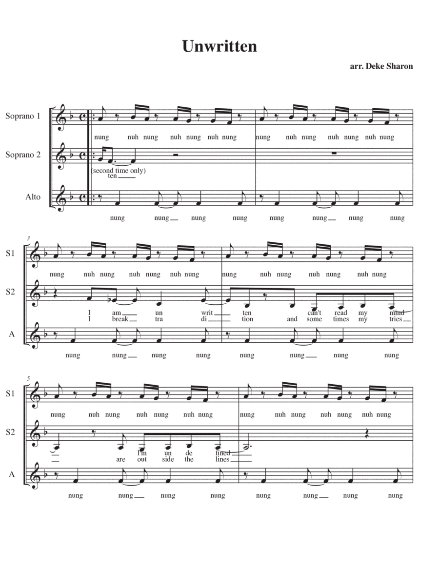 Unwritten (arr. Deke Sharon)