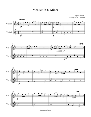 Menuet in D Minor (arr. Nick Lacanski)