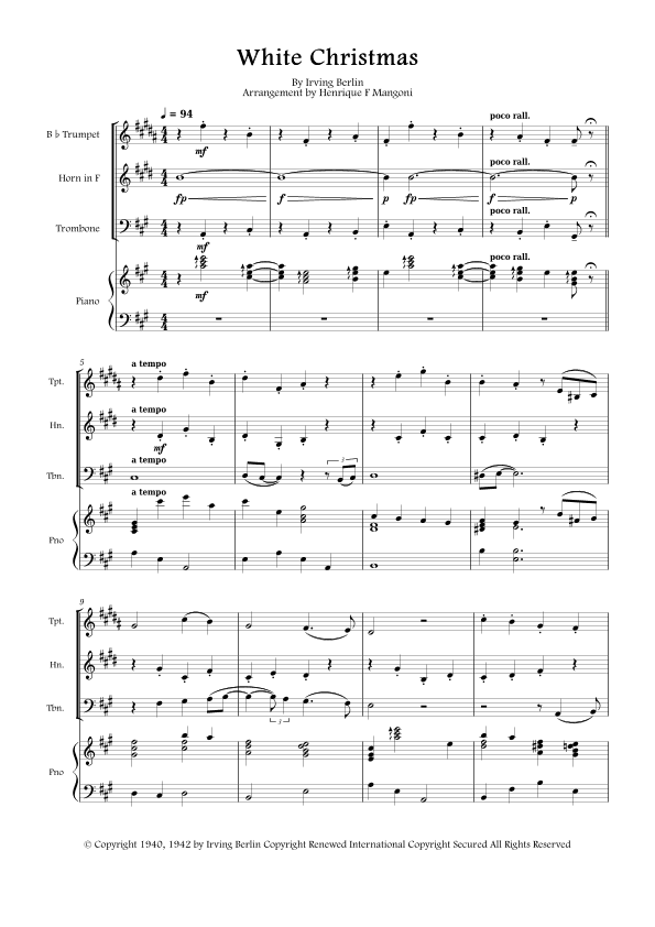 White Christmas (arr. Henrique F Mangoni)