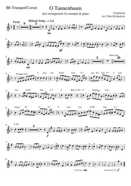 O Tannenbaum - Jazz Arrangement for Trumpet & Piano (arr. Chris Richardson)