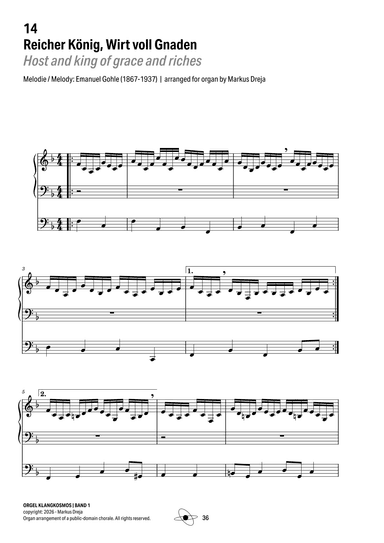 Easy Organ Preludes - leichte Orgelpräludien | Reicher König, Wirt voll Gnaden (arr. Markus Dreja)