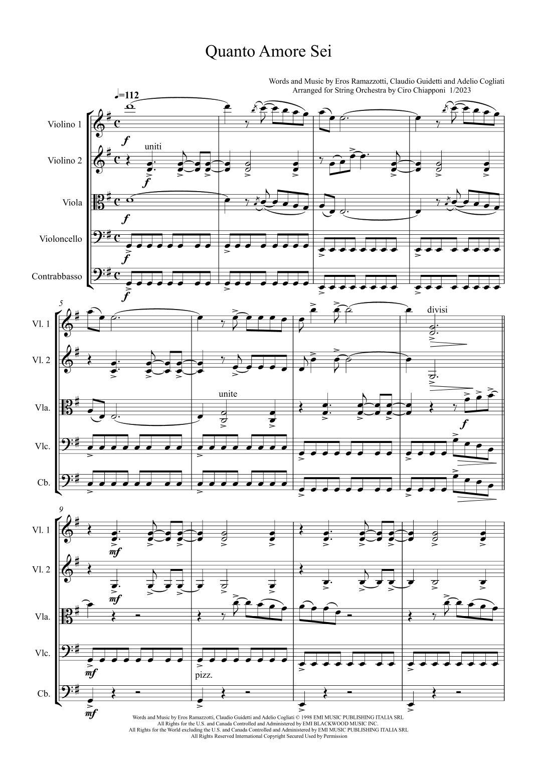 Quanto Amore Sei (arr. Ciro Chiapponi)