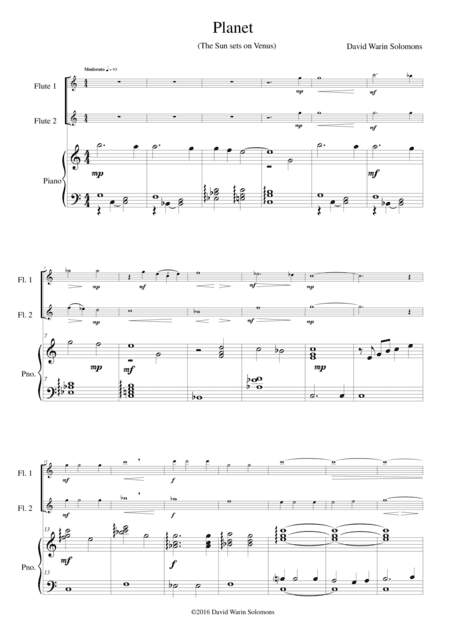 Planet (The sun sets on Venus) for 2 flutes and piano