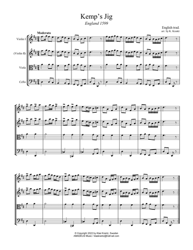 Kemp's Jig for string trio (or quartet) (arr. Klas Krantz)