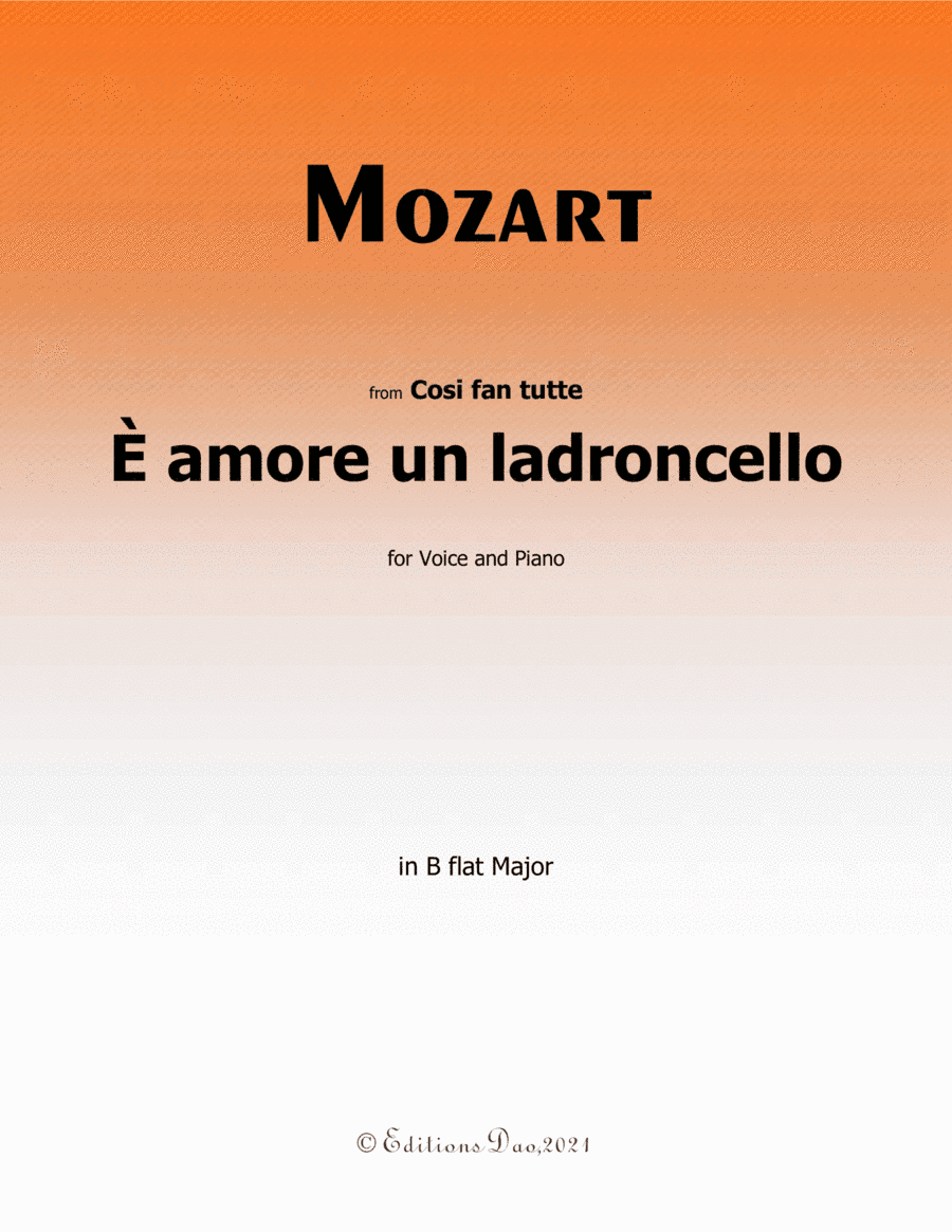 E amore un ladroncello,by Mozart,in B flat Major (arr. Editions Dao)