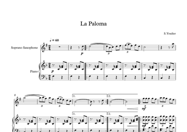 La Paloma - Sebastian Yradier (Soprano Sax + Piano) (arr. Digital Book Music)