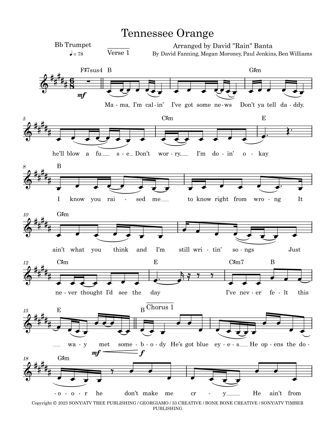Tennessee Orange (arr. David "Rain" Banta)