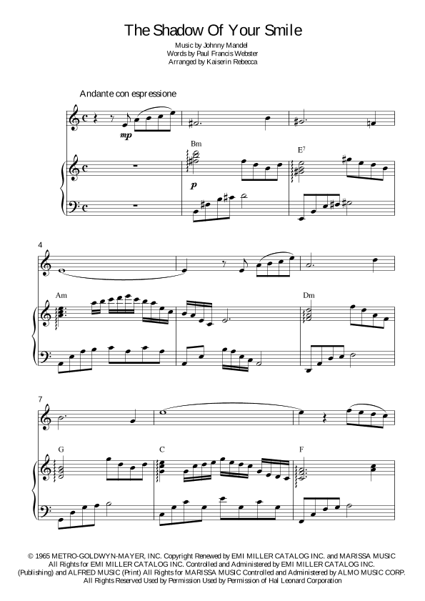 The Shadow Of Your Smile (arr. Kaiserin Rebecca)