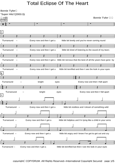 Total Eclipse Of The Heart (arr. COPYDRUM)