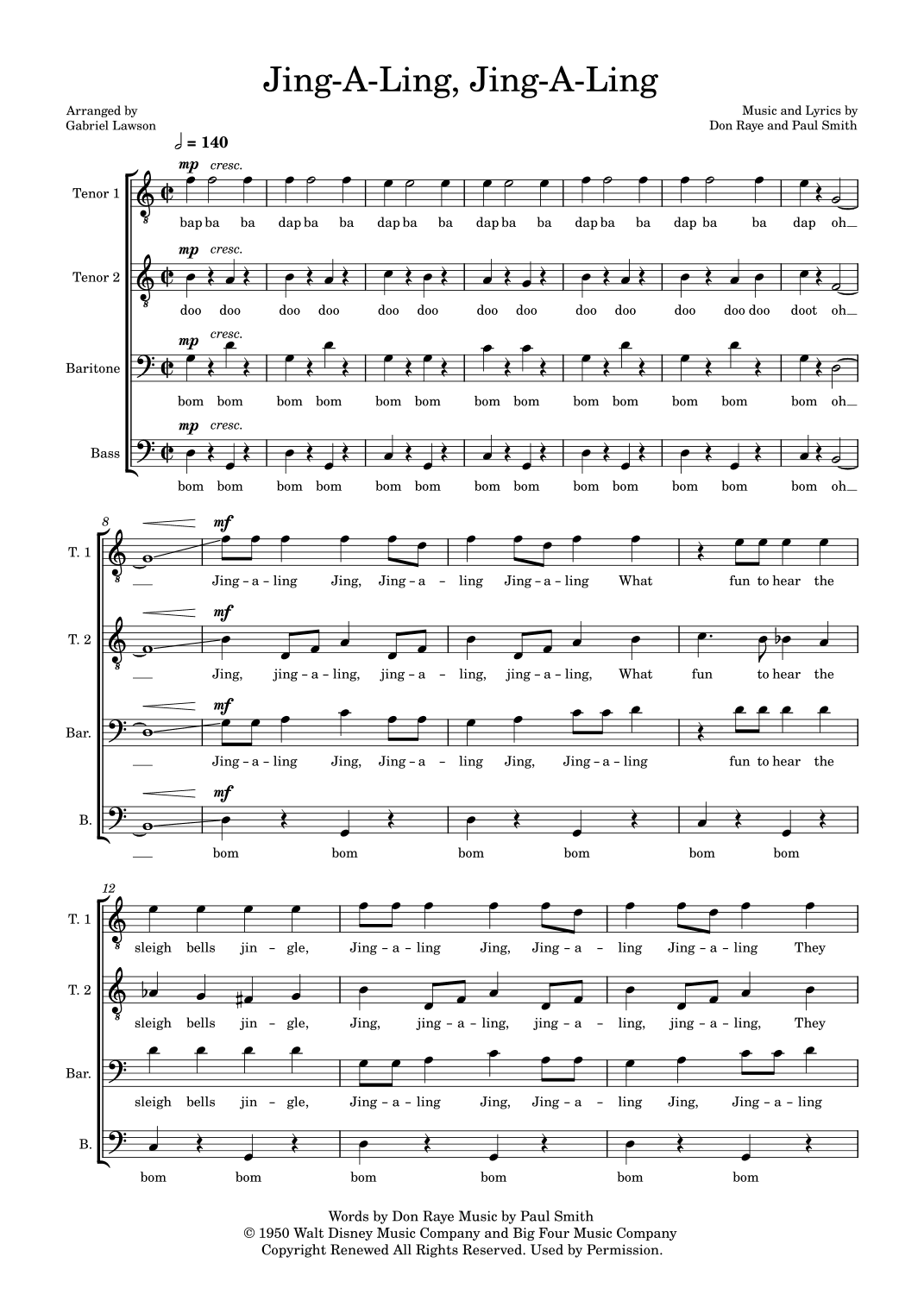 Jing-a-ling, Jing-a-ling (arr. Gabriel Lawson)