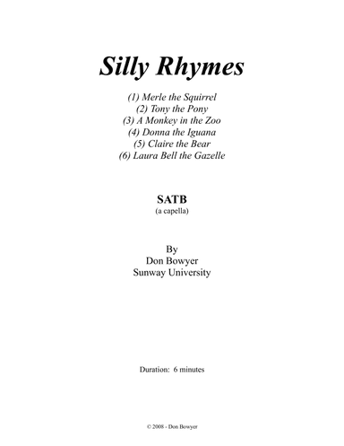 Silly Rhymes (SATB)