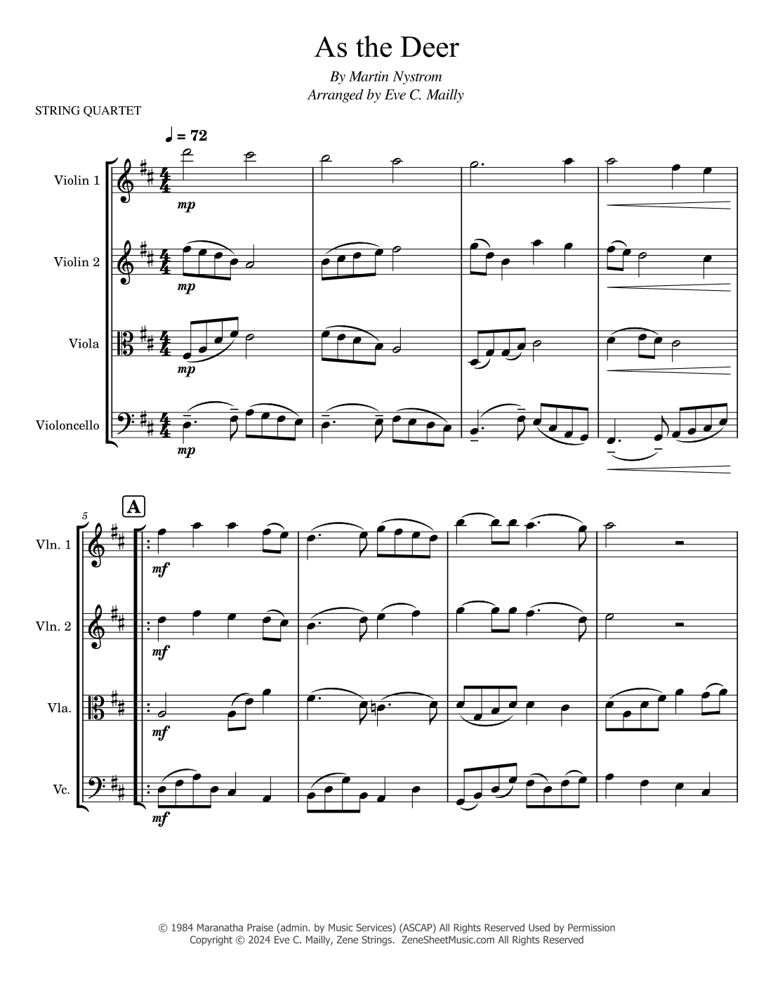 As The Deer (arr. Eve C. Mailly - Zene Strings)