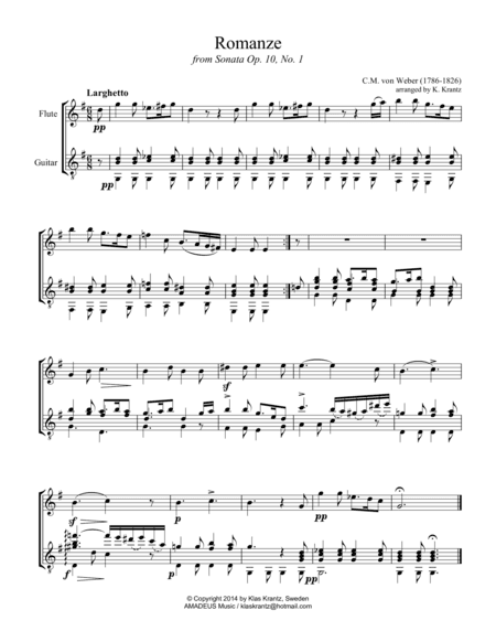 Romanze Op. 10 (G major) for flute and guitar (arr. Amadeus Music)