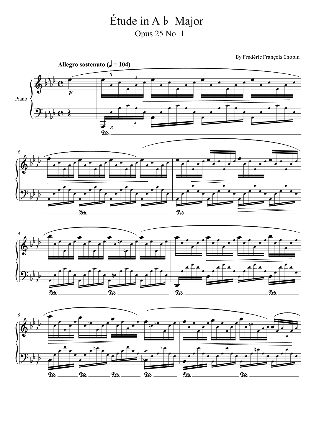 Chopin - Étude in A? Major - Op.25 No. 1 - "Aeolian Harp" Original (arr. poon)