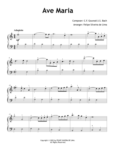 Ave Maria (Easy/Beginner Level) (arr. Felipe Silveira de Lima)