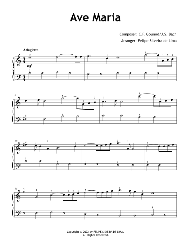 Ave Maria (Easy/Beginner Level) (arr. Felipe Silveira de Lima)
