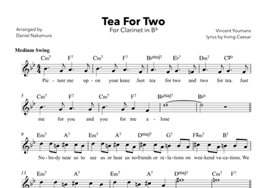 Tea For Two (For Clarinet with lyrics) (arr. Daniel Nakamura)