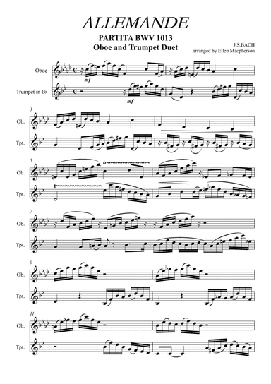 ALLEMANDE by J.S. BACH - Oboe and Trumpet Duet (arr. Ellen Macpherson)
